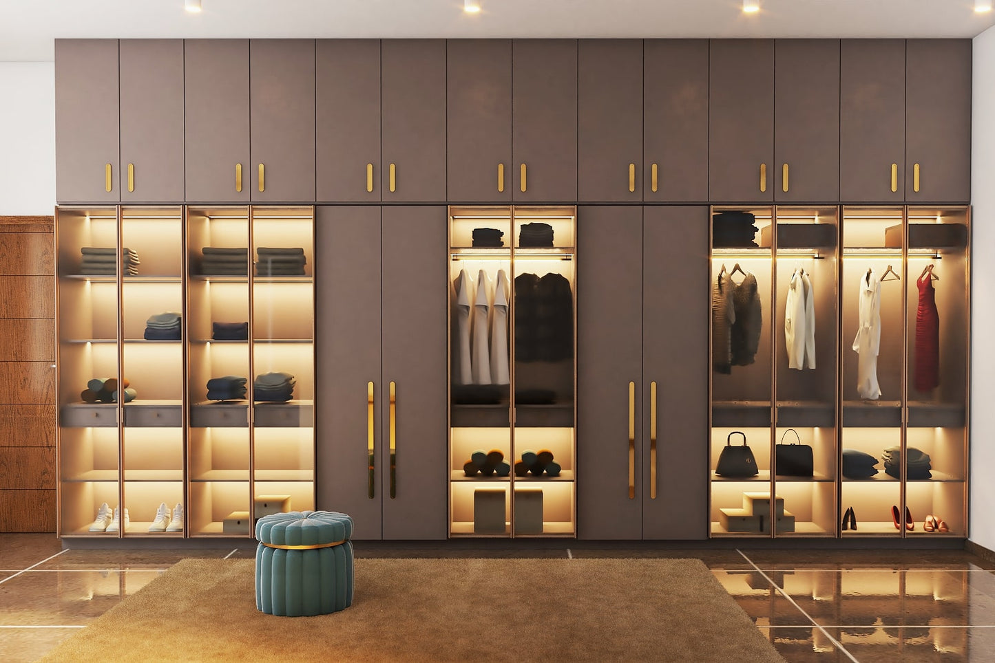 ELDORADO Spacious Lacquered Wardrobe Design With Glass Shutters