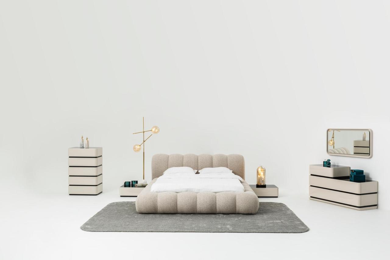 STULISH CONTEMPORARY BED WITH ELEGANT NIGHTSTAND