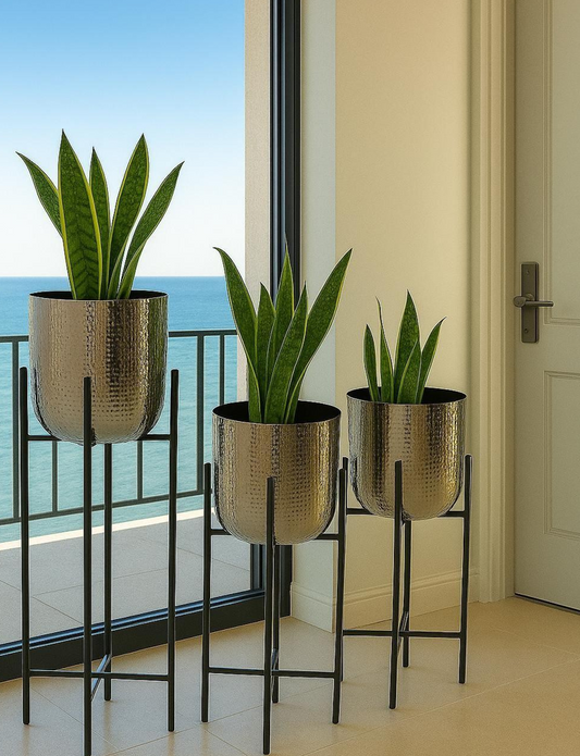 LUXE HAMMERED PLANTER SET OF 3