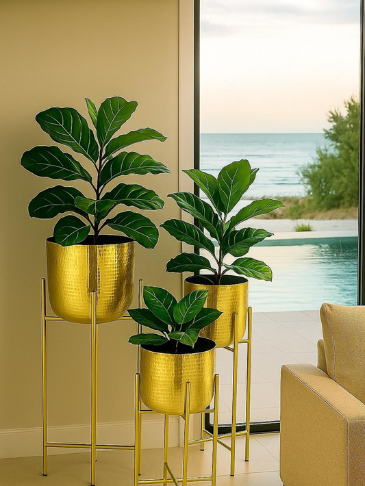 Luxe Hammered Planter Set of 3
