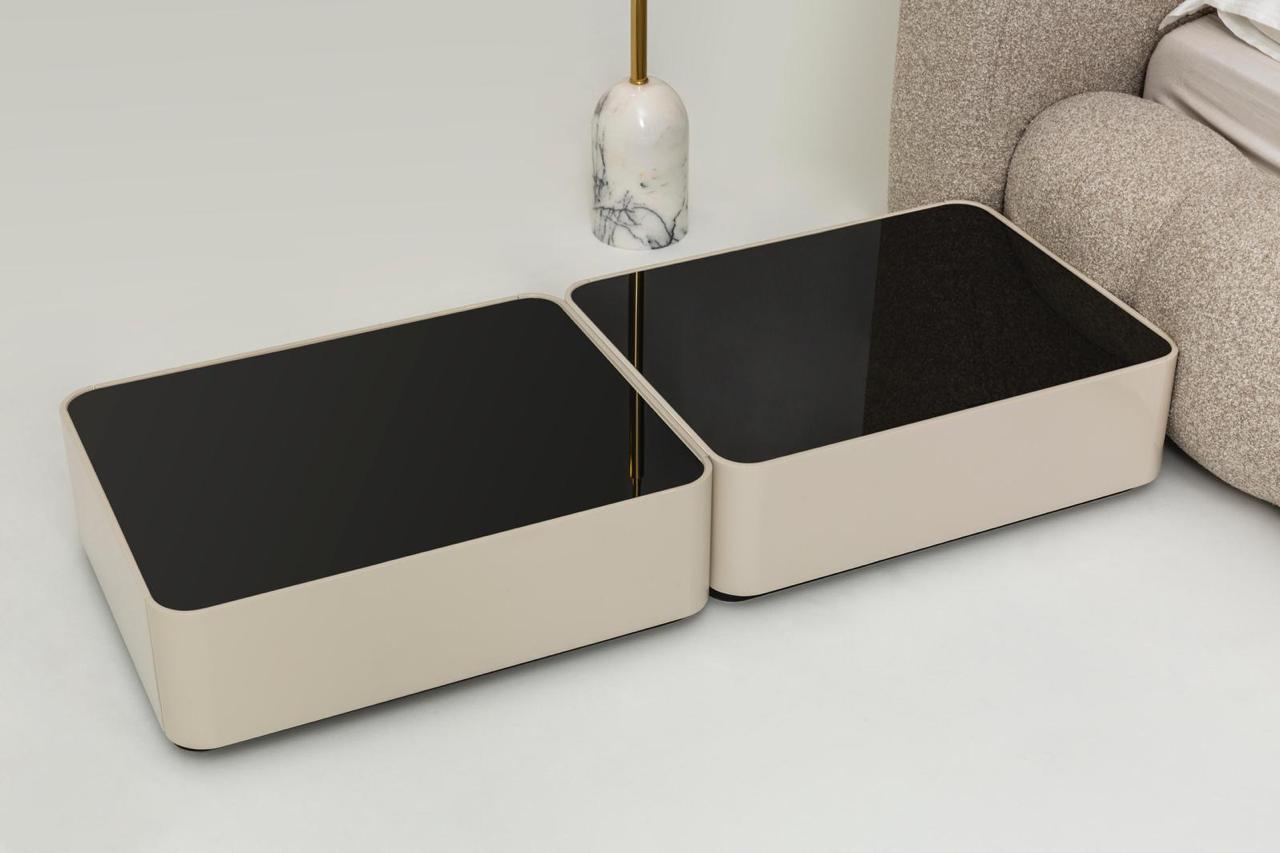 STULISH CONTEMPORARY BED WITH ELEGANT NIGHTSTAND