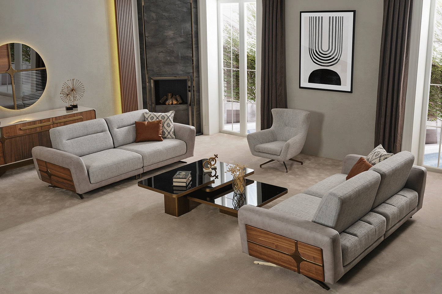 GUSTO SOFA SET 3+3+1